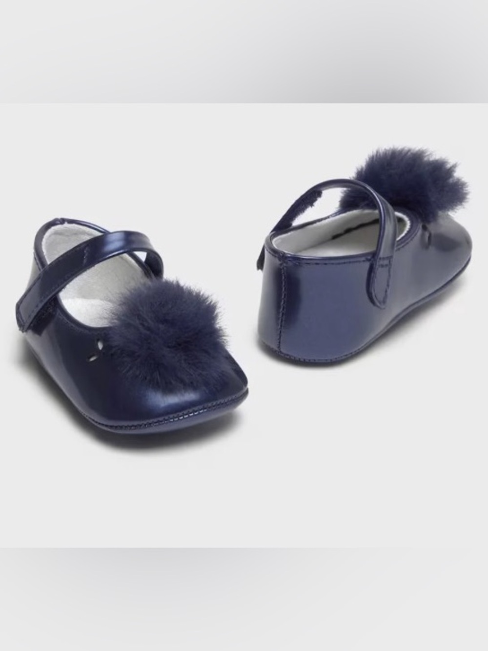 Mayoral Newborn Girl Blueberry Pom Pom Mary Janes Sizes:(3-6M)